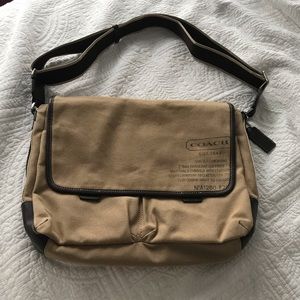 Coach canvas and leather messenger bag EUC